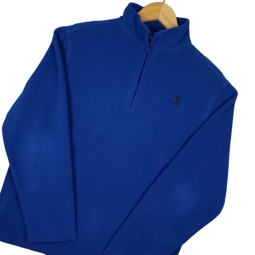 Vintage Disney Parks Men's Pullover Fleece Sz Small 1/4 Zip Mickey Logo Blue
